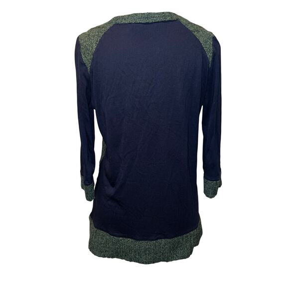 Pilcro and the Letterpress Dually Clad Wool Cable Knit Sweater Green/Navy Size L - Picture 3 of 12